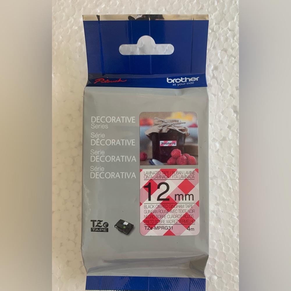 Brother Decorative Series Tape - Black On Red Gingham Tape